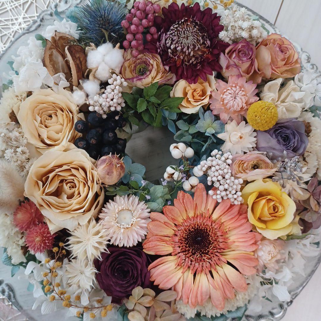 ドライフラワーリース＊ハンドメイド＊紫陽花あじさいリース＊フラワーリース⑫