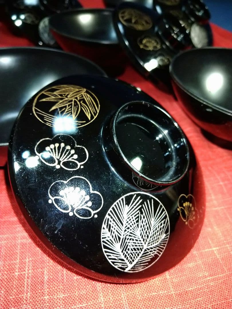 ♥５０年前のヴンテージ品♥【金彩・縁起物・松竹梅汁椀5客】