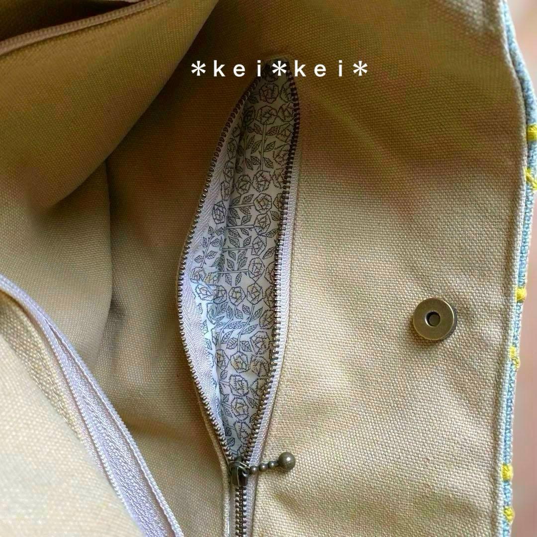 美品 ミナペルホネン ハンドメイド　トートバッグ タンバリン グリーン