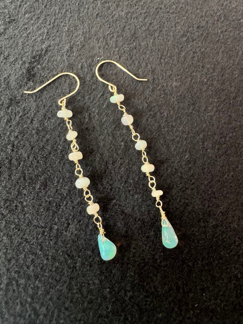 限定SALE NEW ロングチェーンピアス オパールピアス K18 ピアス
