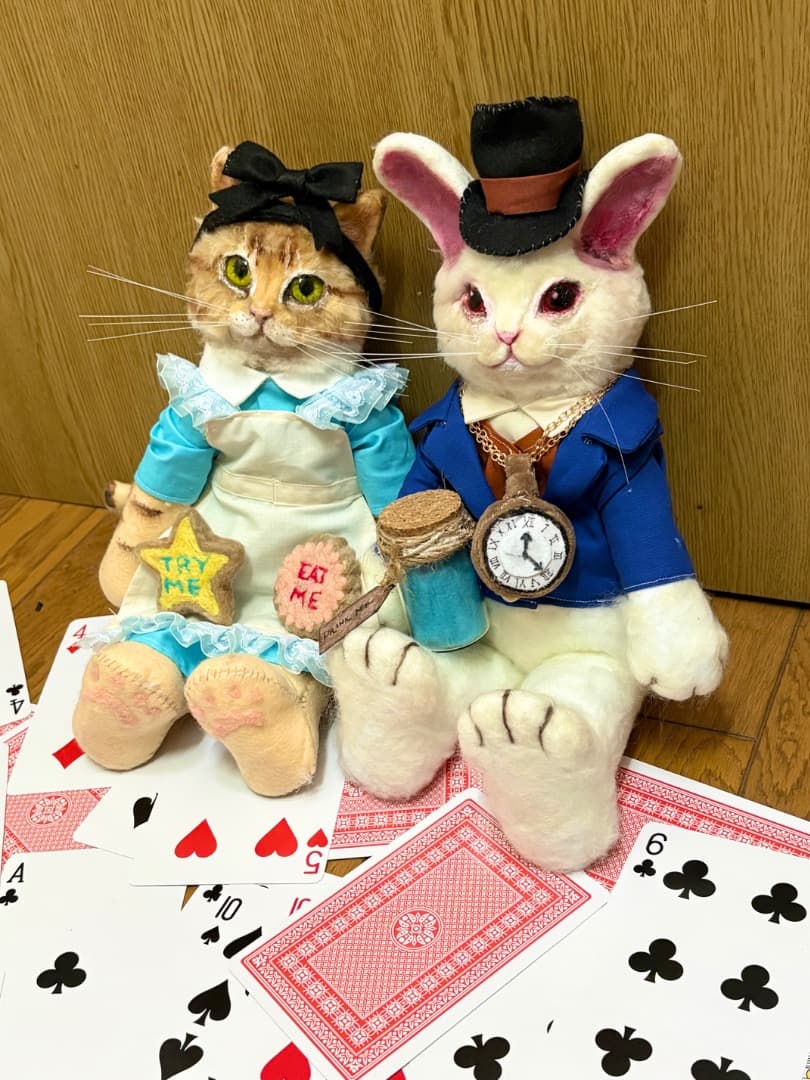 A猫 不思議の国のアリスイメージアートドール【ハンドメイド ぬいぐるみ 猫うさぎ