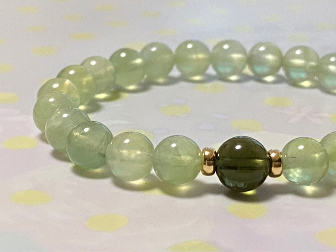 超希少♡ モルダバイト＆プレナイト デザインブレスレット