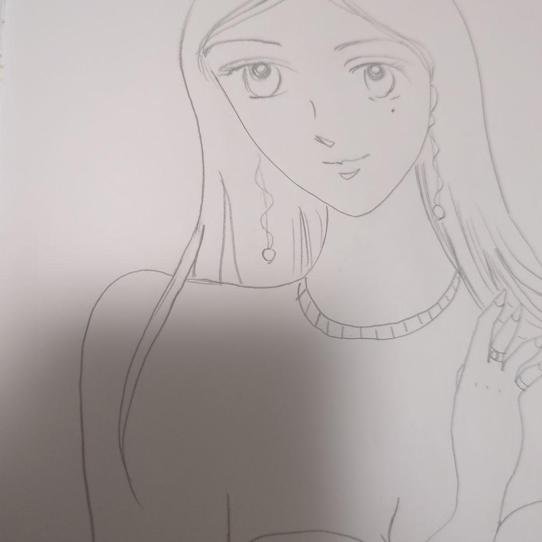 女性のポートレート イラスト 鉛筆画