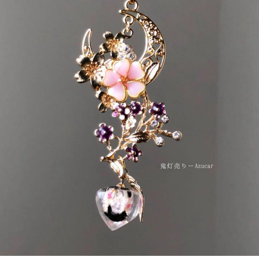 桜と勿忘草と鬼灯のかんざしorネックレス　ハンドメイド　和装髪飾り