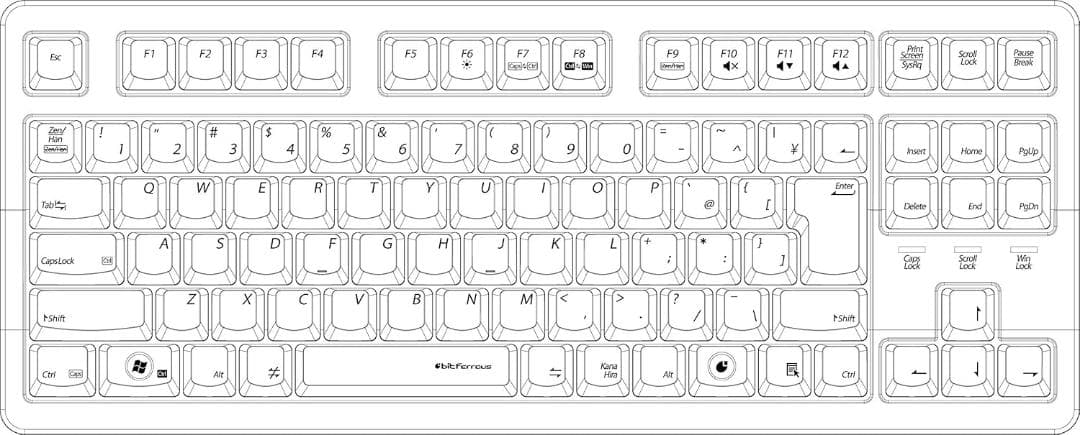 BFKB92UP2 テンキーレスゲーミングキーボード 複数同時押し対応