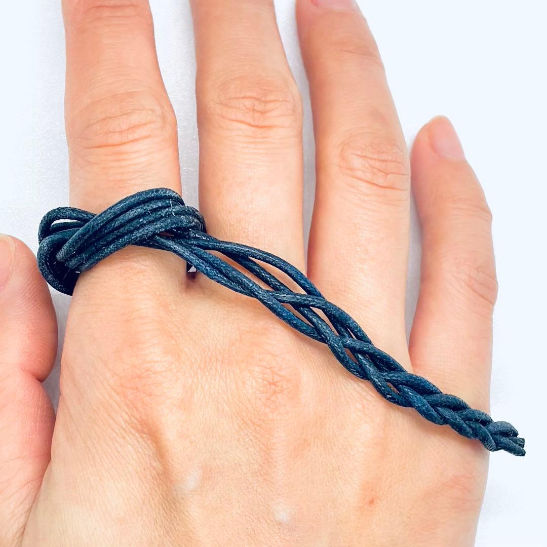 ダークブルーロープリング ハンドメイド 紐 指輪 ダークブルー 11号