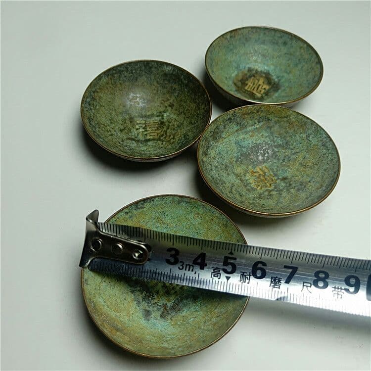 古銅工芸品福禄壽喜茶碗小湯呑み置物