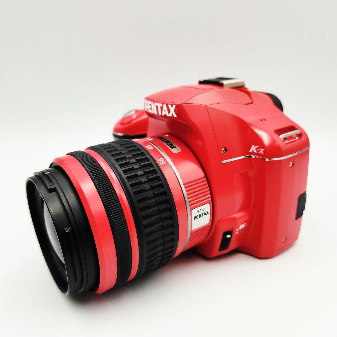 【美品】PENTAX K-X レッド 標準+超望遠レンズセット 箱、説明書付き