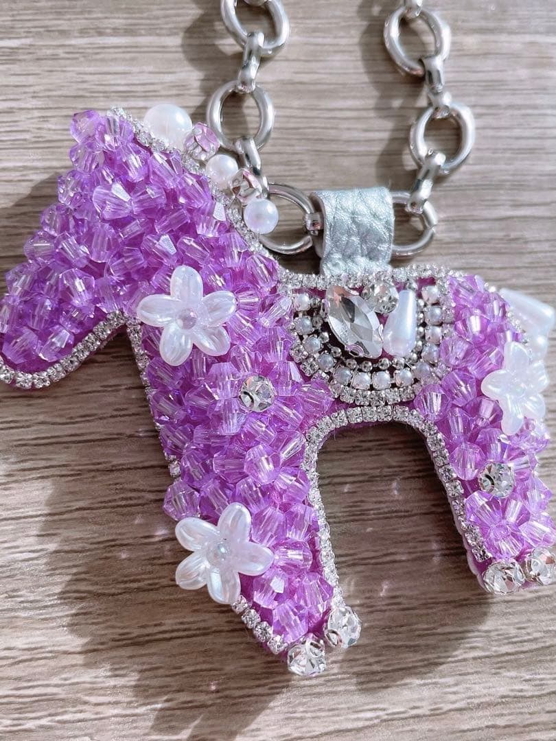 【パステルカラーシリーズ•ᴗ•✿PURPLE】お馬さんハンドメイドバッグチャーム