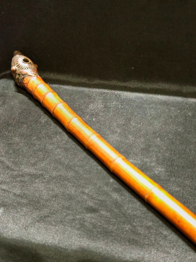 和骨董 煙管キセル 古竹 古銅金具 桐箱収納 時代物 明治古美術 蒐集家放出珍品