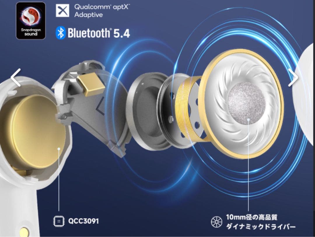 EarFun Air Pro 4 ワイヤレスイヤホン ホワイト 充電ケース付き