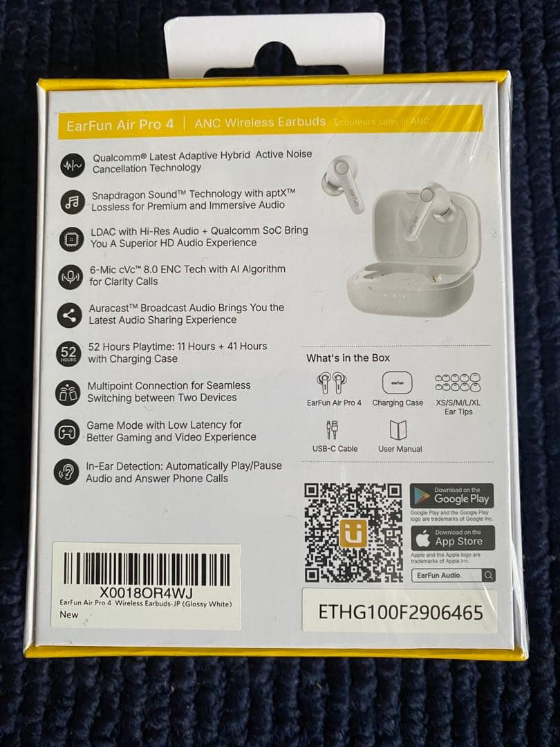EarFun Air Pro 4 ワイヤレスイヤホン ホワイト 充電ケース付き