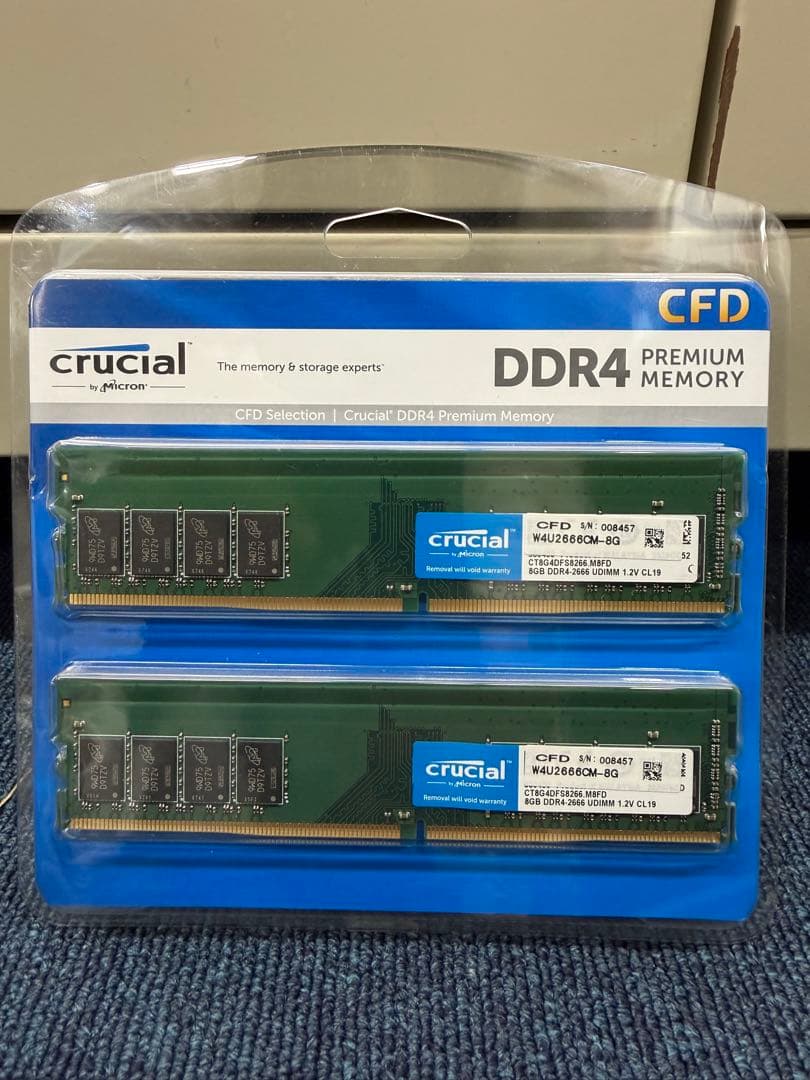 crucial CFD DDR4 メモリー　8GB×2枚