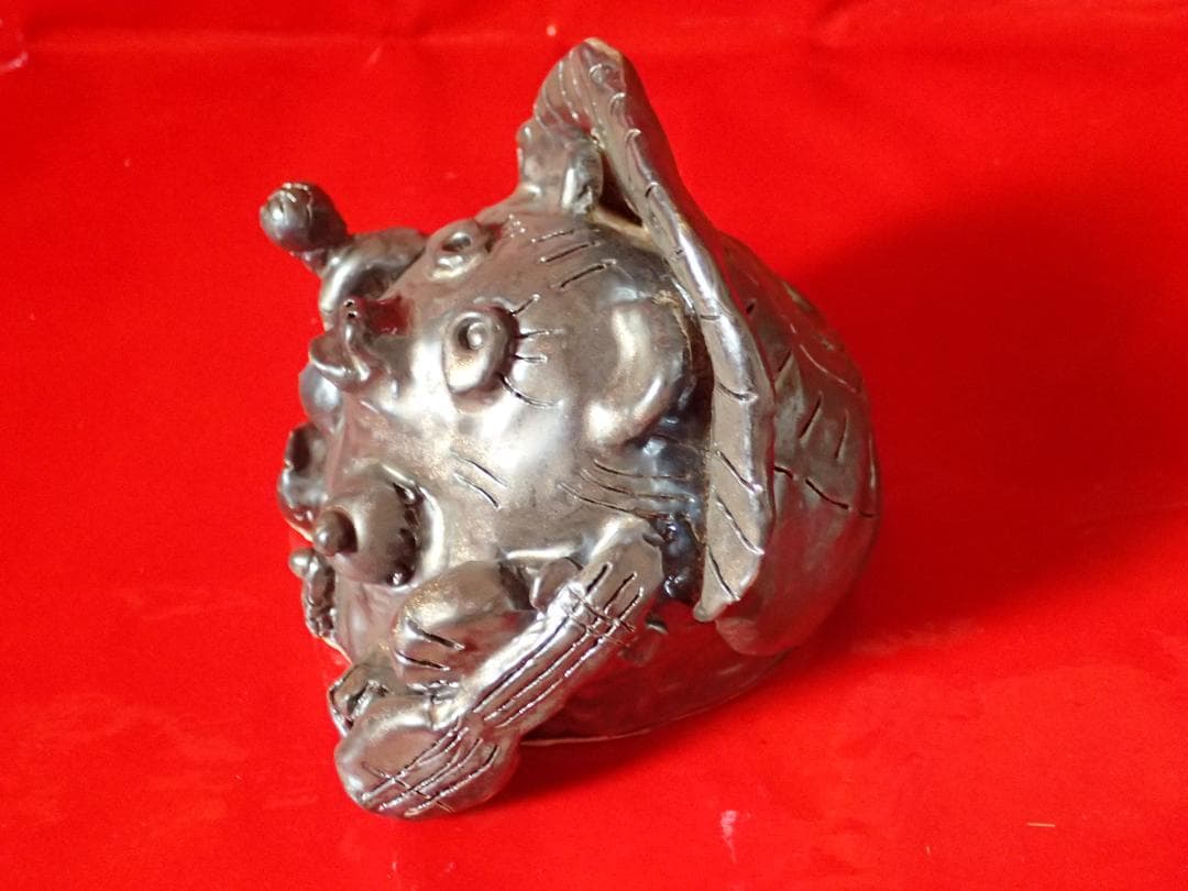 信楽狸　置物　ハンドメイド　スター狸　陶芸　オリジナル　イイね割①
