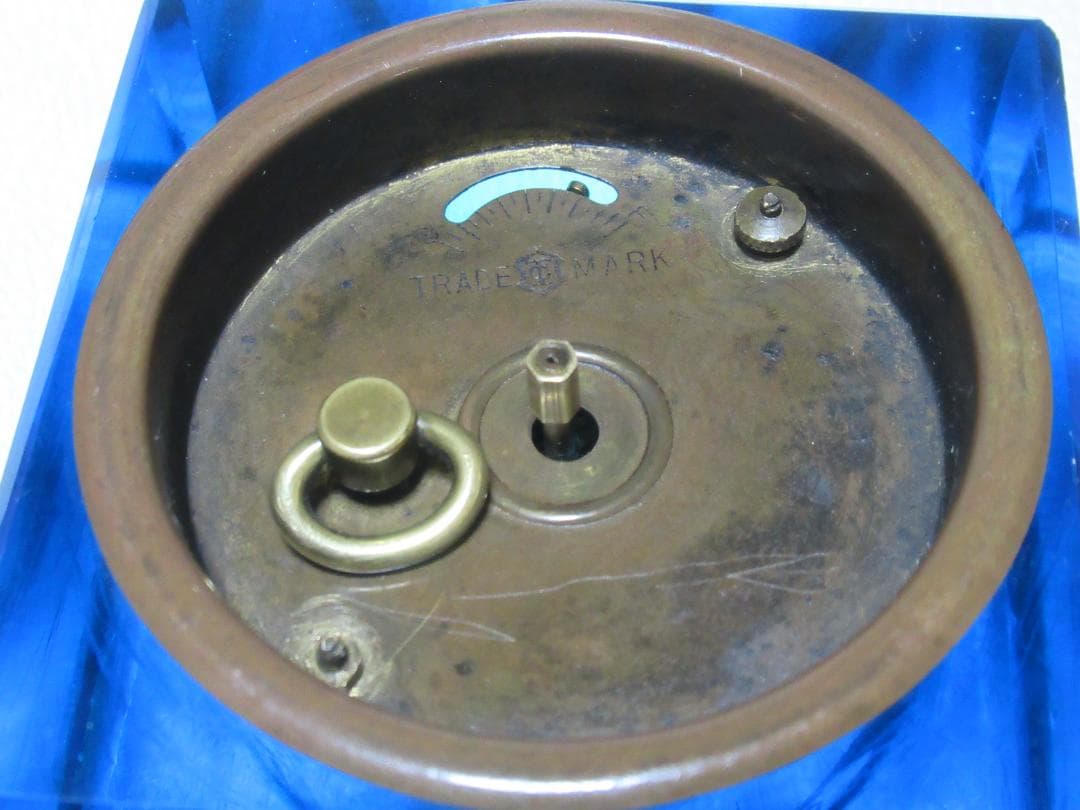 美品 大正初期 可動品◆東洋時計 ウラン青ガラス 機械式 手巻き置き時計/枕時計