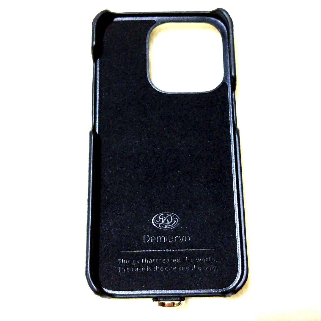 デミウ POCHE FLAT iPhone ケース+クロコ型ストラップ ブラック