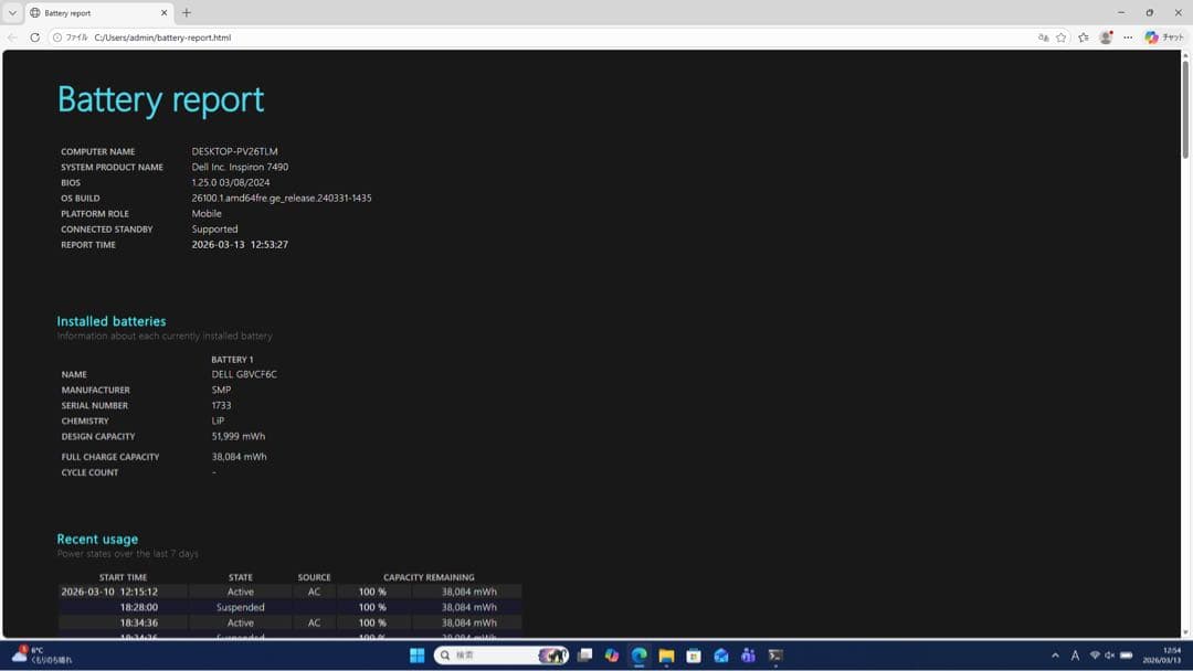 Dell Inspiron 7490 10世代i7 グラボ搭載ノートPC