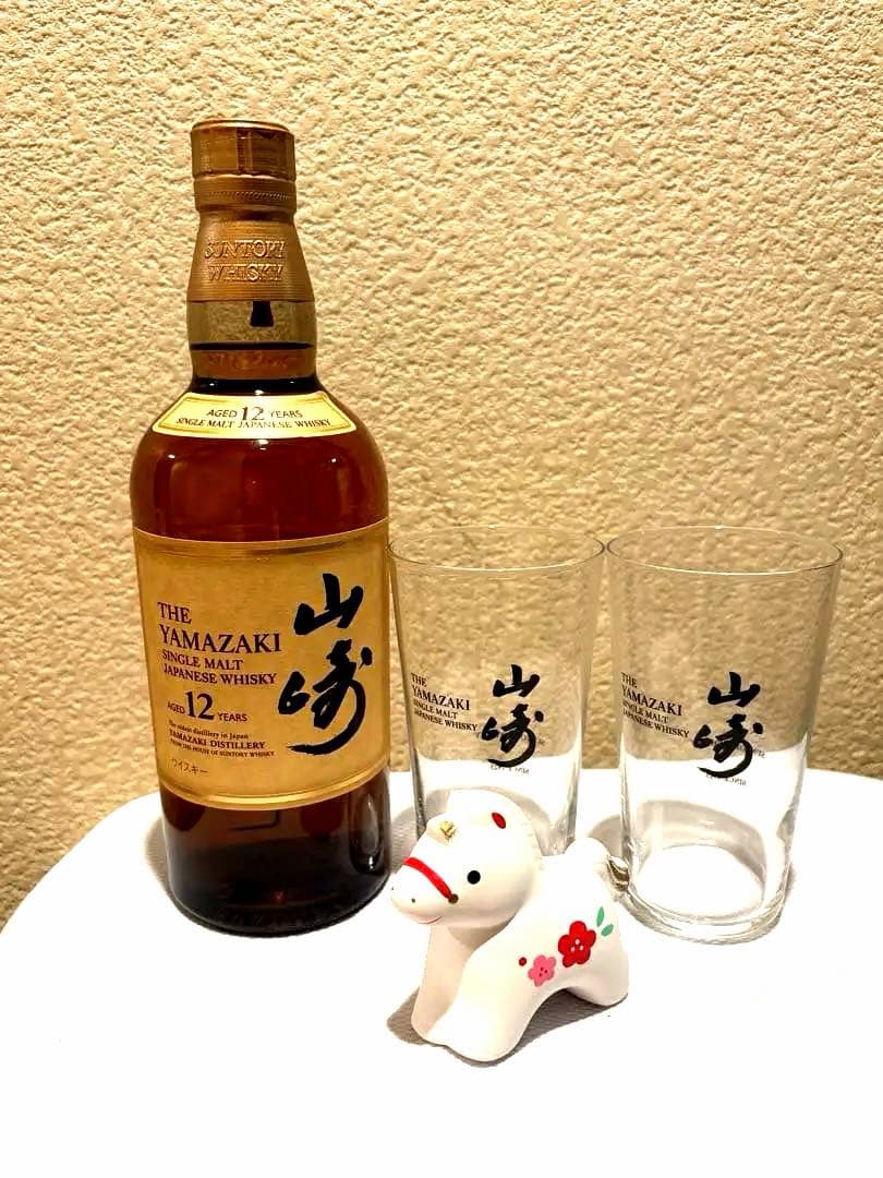 山崎 12年 シングルモルトウイスキー 700ml薄造りタンブラー新品2個付き