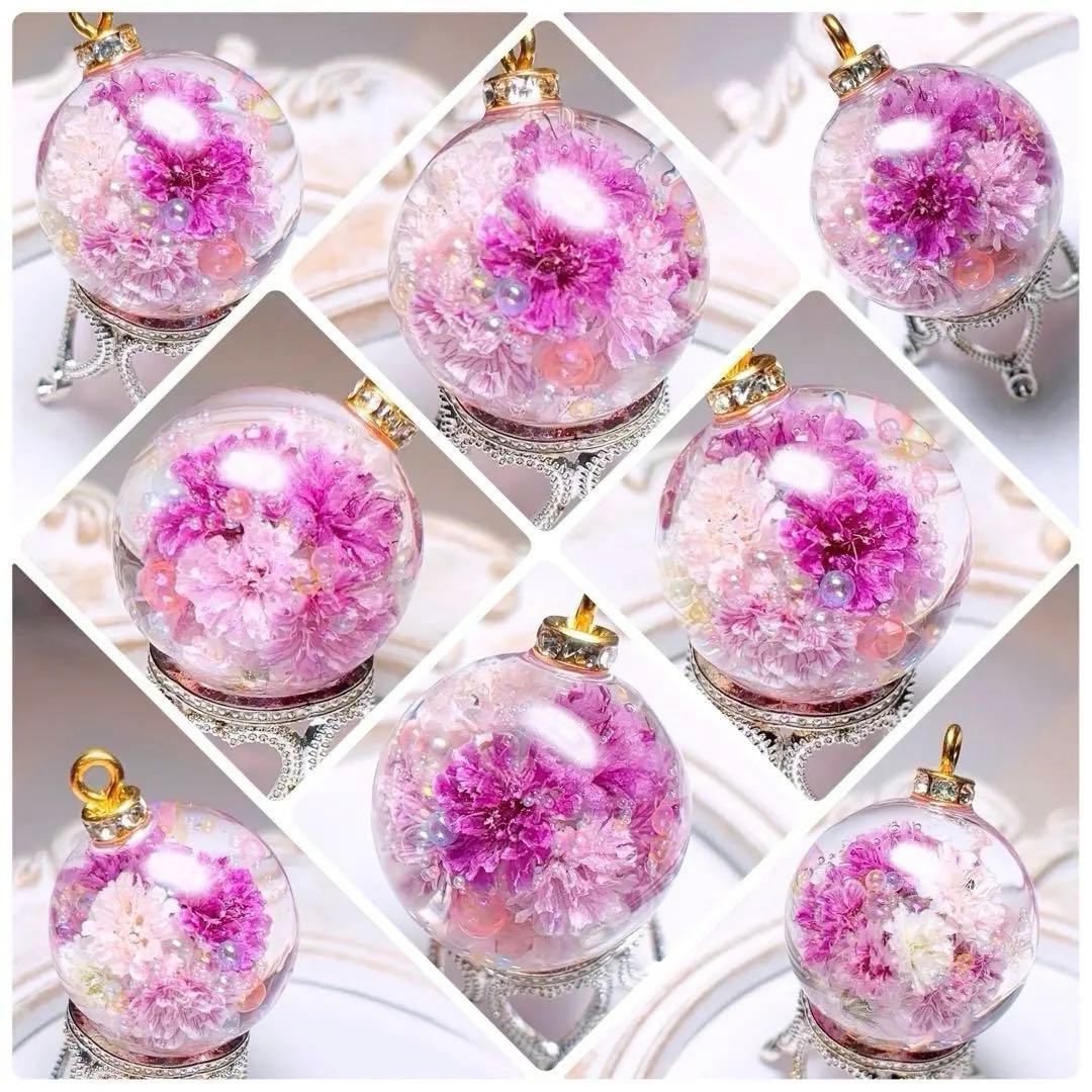 K015 レジン　ネックレス　花珠　球体　2.6cm