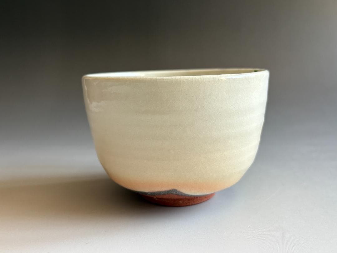 加藤永山　色絵　白百合　茶碗　茶道具