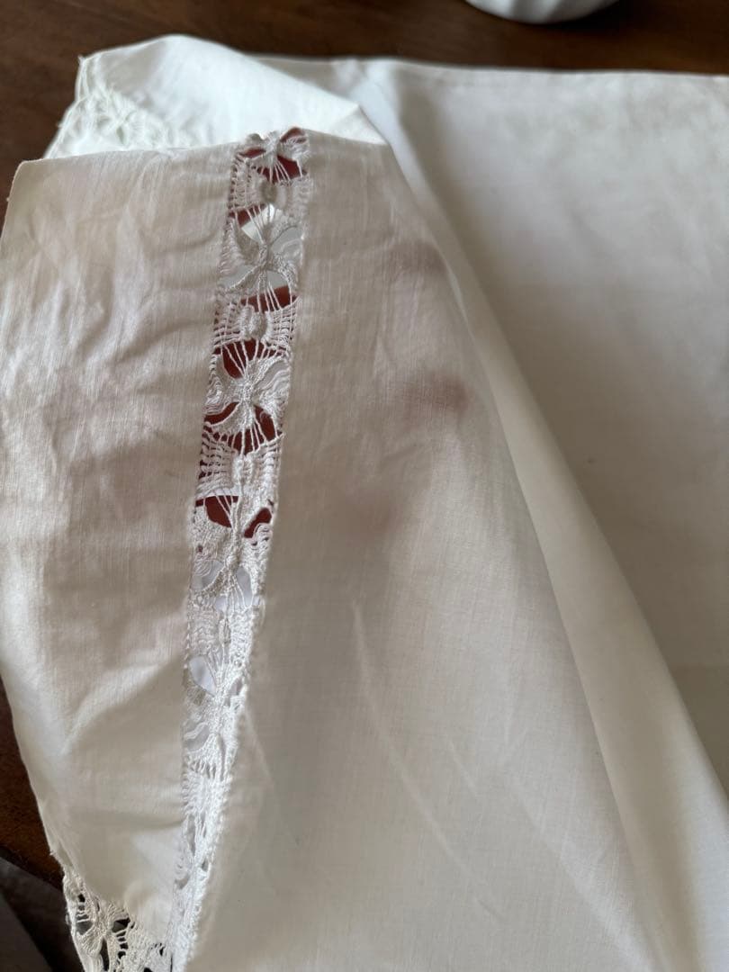 フランスアンティークஐ⋆モノグラム入りホワイト刺繍のピロケース・クッションカバー