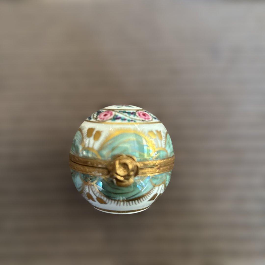 フランスリモージュ 花柄陶器製アクセサリーケース