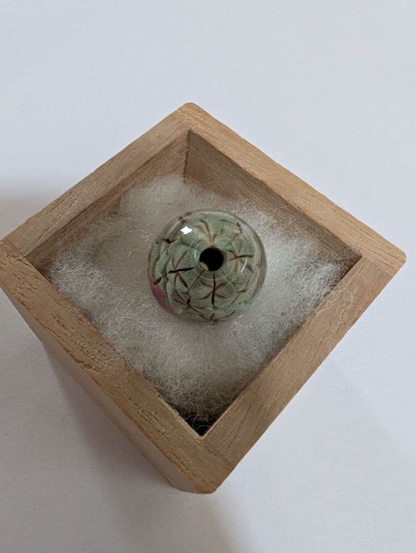 とんぼ玉 内田敏樹作 サボテン 花 木箱付き 工芸品 ガラス細工 蜻蛉玉