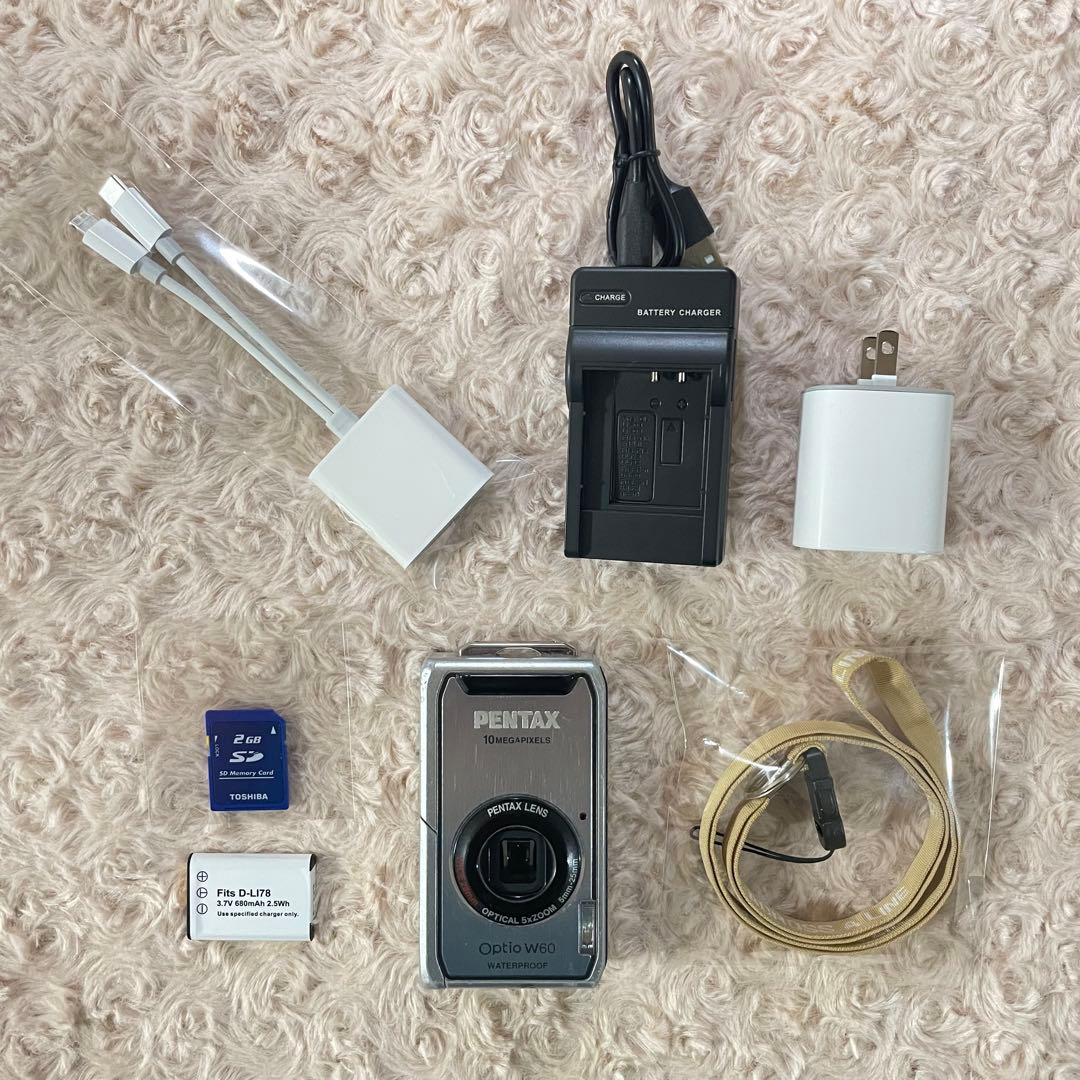 スマホ転送OK✨PENTAX Optio W60✨動作確認済 防水 コンデジ♪