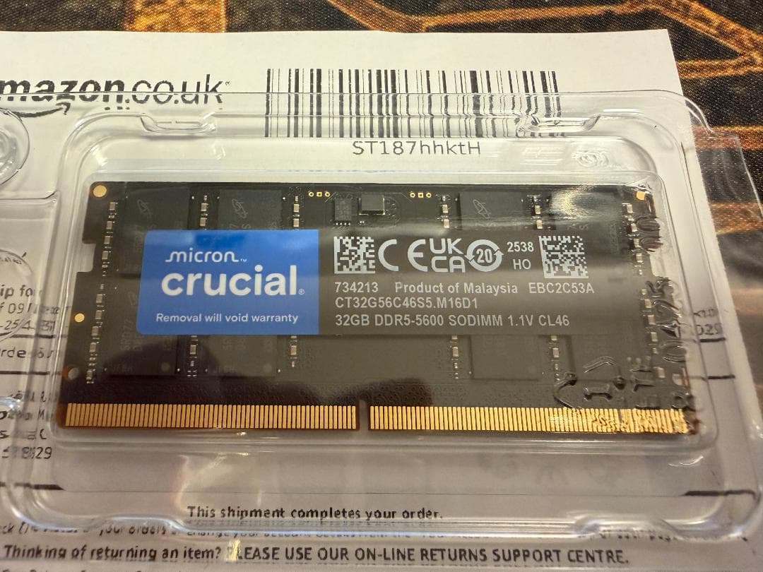メモリー Crucial Micron DDR5 SODIMM 32GB 5600MHz