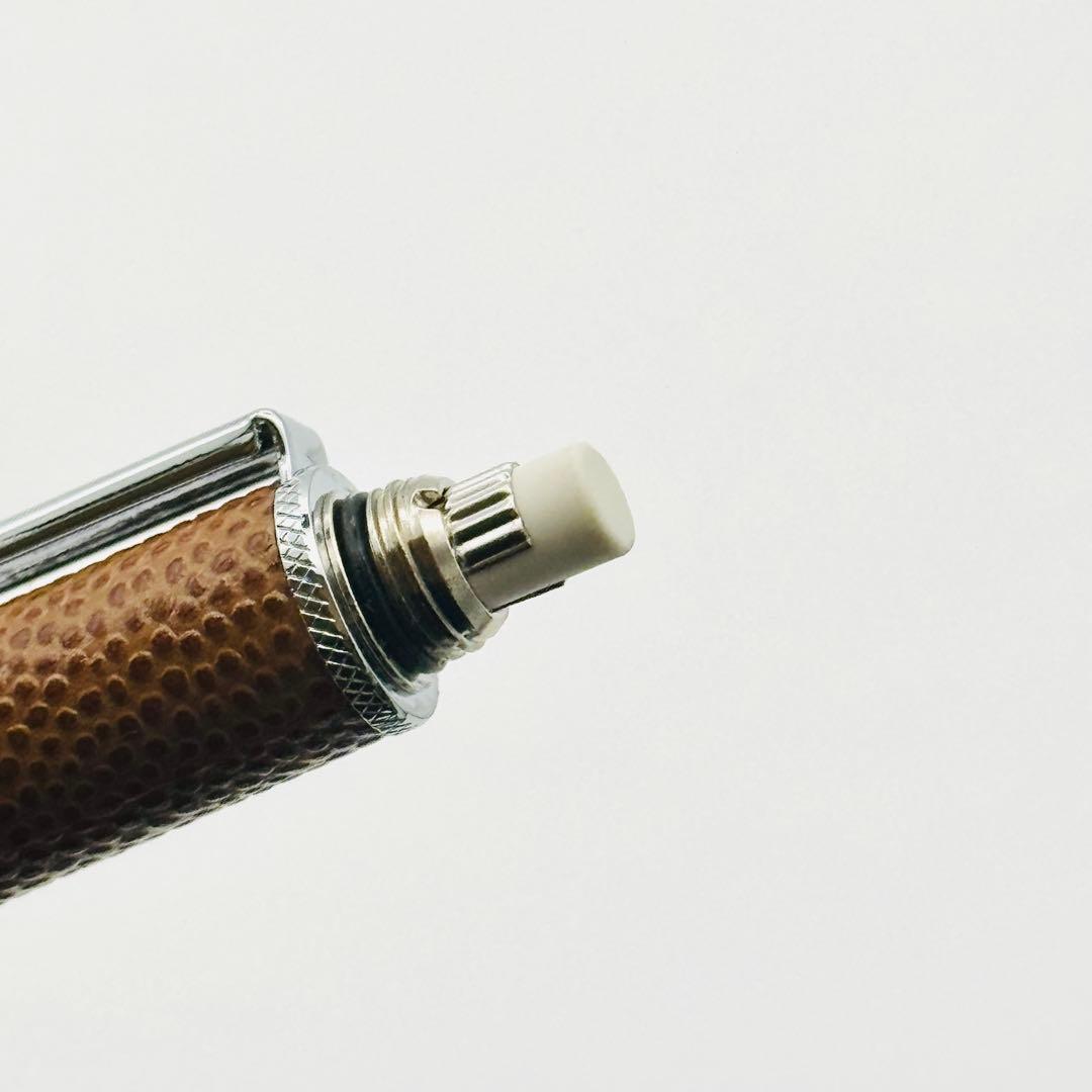 極美品】プラチナ ダブルアクション R3 本革 リザード型押し 茶色 動作済