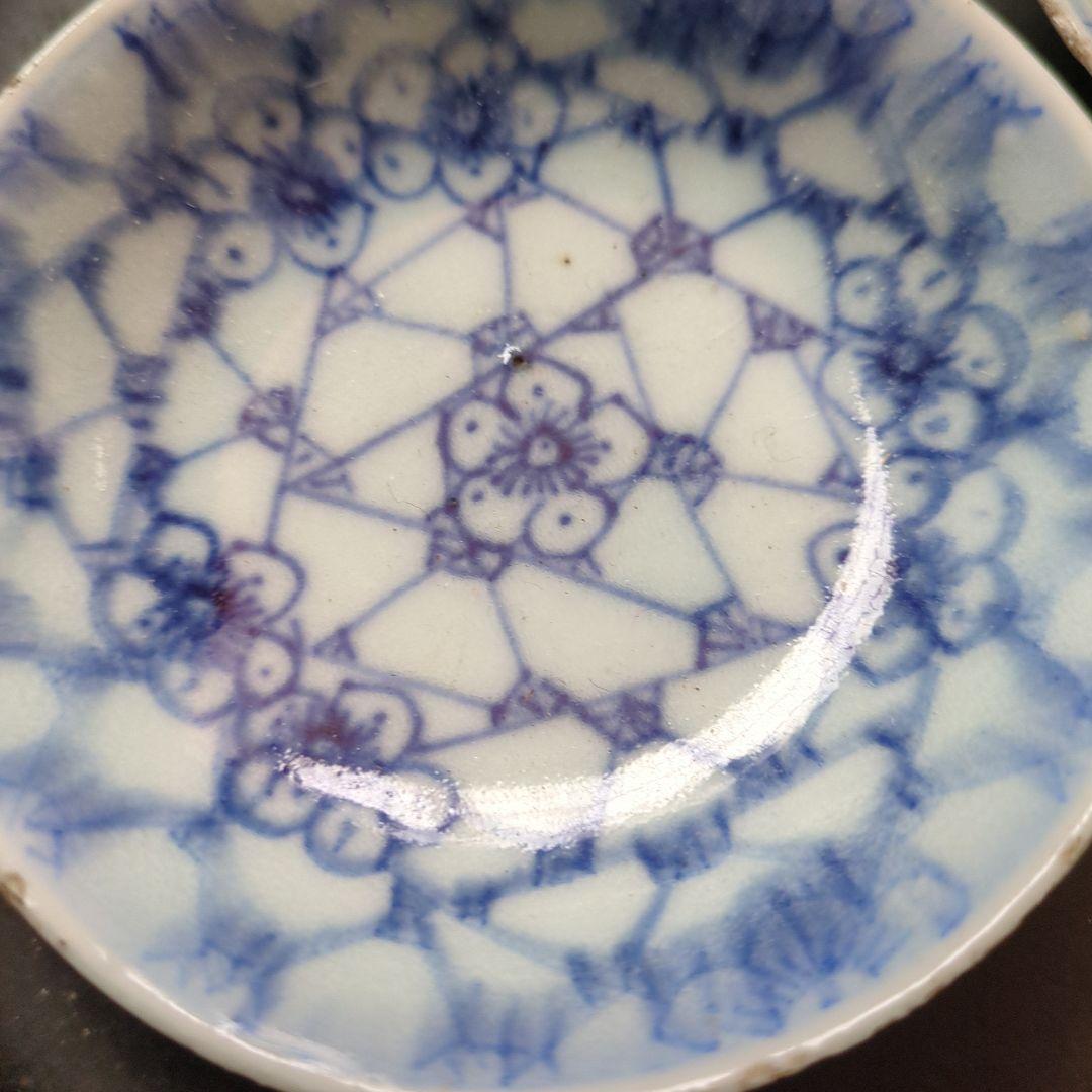 青い花模様 陶器 小皿 5枚セット　古染付