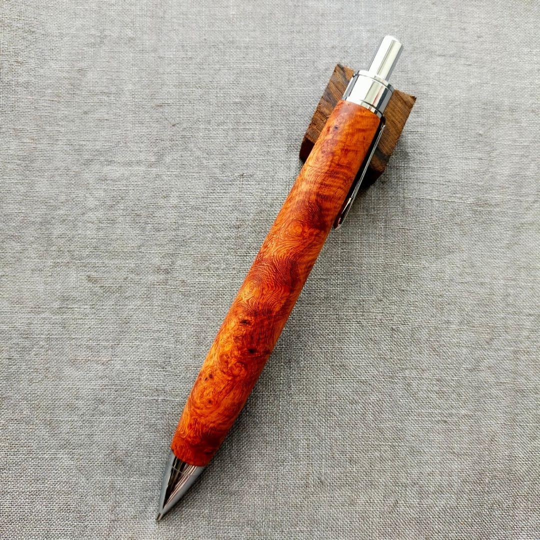 ハンドメイド　木軸シャープぺン　本花梨　瘤杢　光背杢　0.5mm　ウッドペン