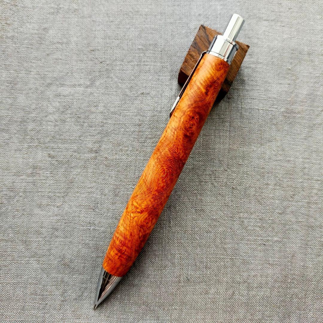 ハンドメイド　木軸シャープぺン　本花梨　瘤杢　光背杢　0.5mm　ウッドペン