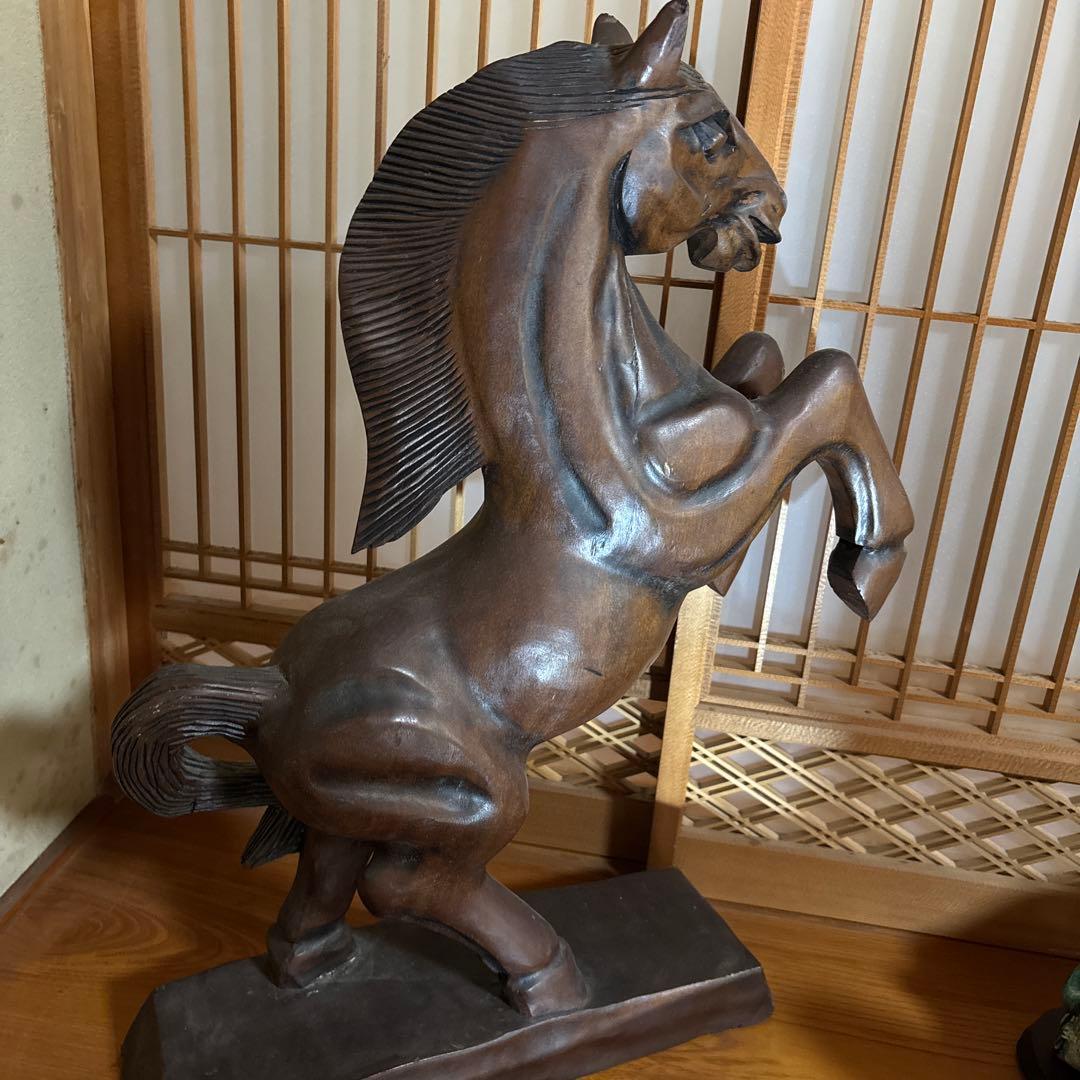 馬　木彫　置物　高さ約60センチ　【激安】