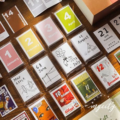 【在庫限り】3.蛇腹カレンダー2020 数字 モノクロ
