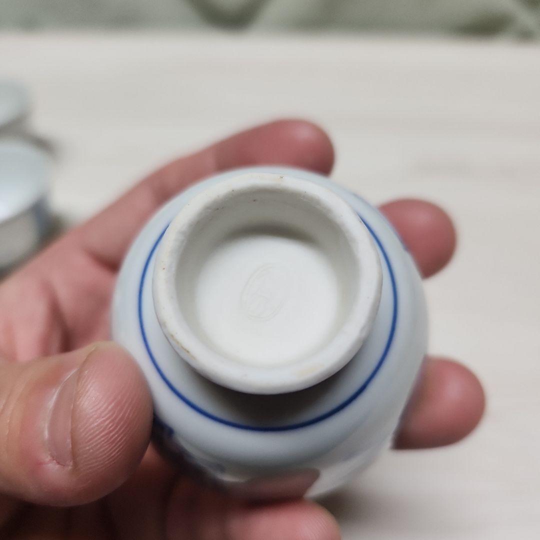初代 竹泉作 染付 茶碗　五客　共箱付 茶器