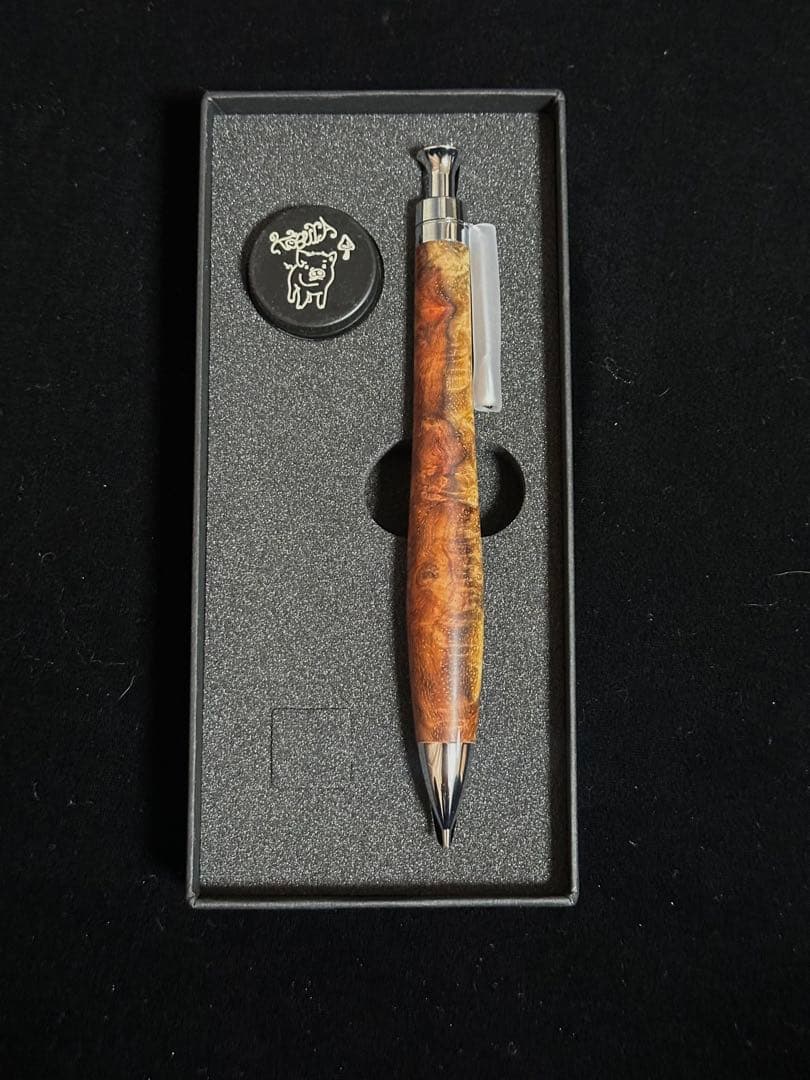 ③こぶた工房 シャープペンシル 極上花梨瘤 紅白 0.5mm