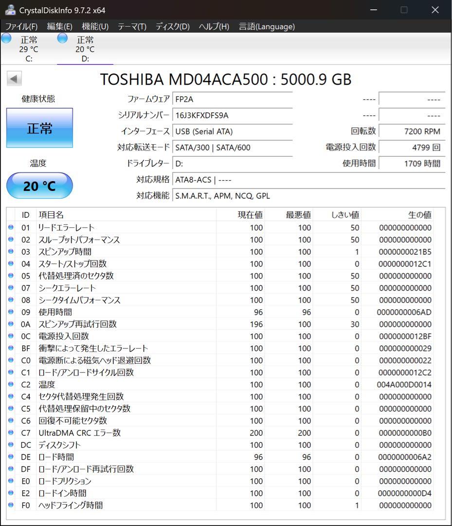 TOSHIBA Canvio 外付けHDD 5TB（3.5インチ）