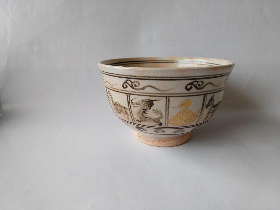 京焼 田中渓峰 作 絵 高麗 干支 茶碗 共箱 茶道具 茶器 抹茶碗 新品 です