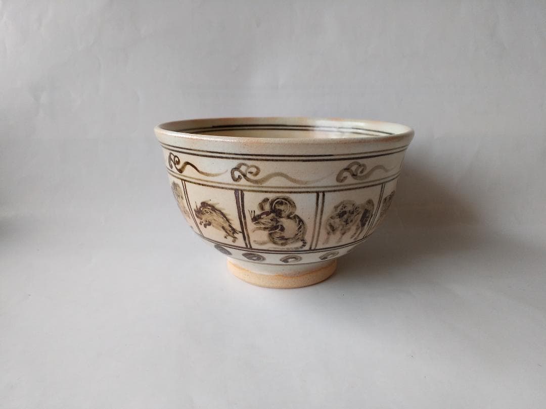 京焼 田中渓峰 作 絵 高麗 干支 茶碗 共箱 茶道具 茶器 抹茶碗 新品 です