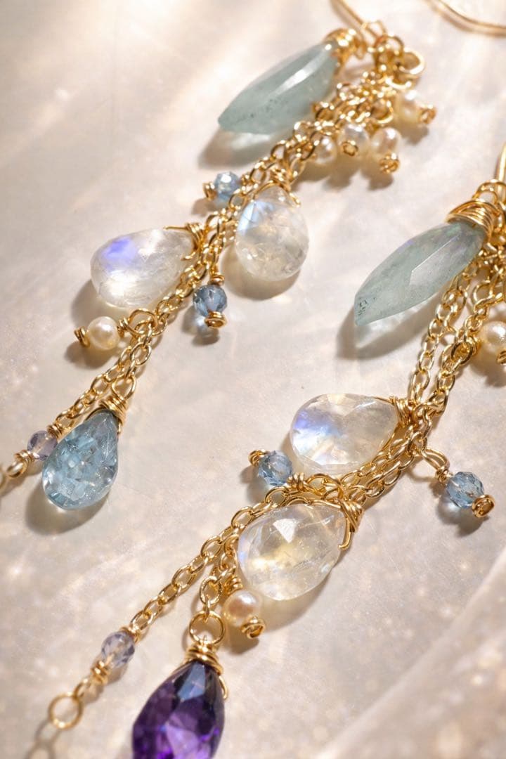 【14kgf】シンデレラアクアマリン「月のしずく」✴︎ピアス✴︎NO.365