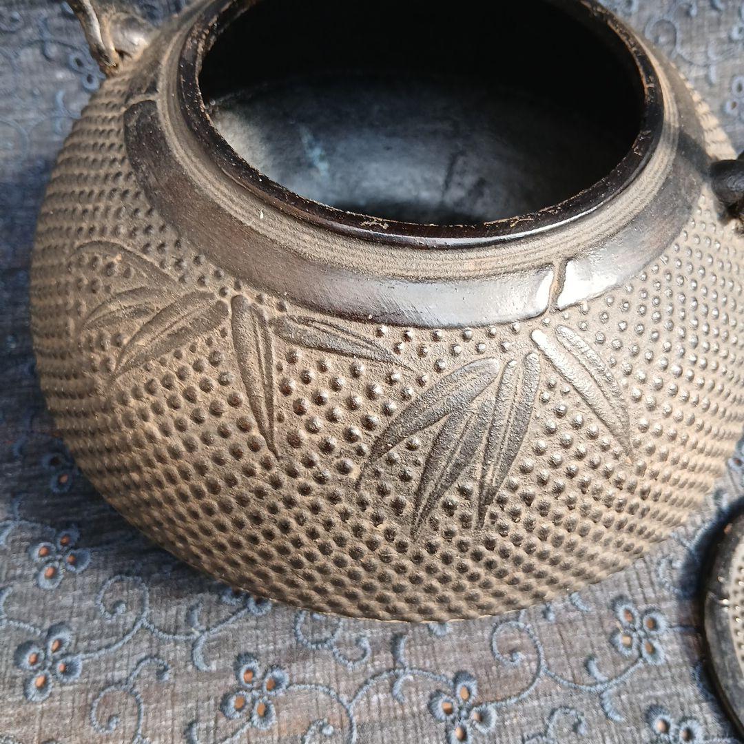 南部鉄器　長文堂鉄瓶 駒形あられ竹模様1.5L