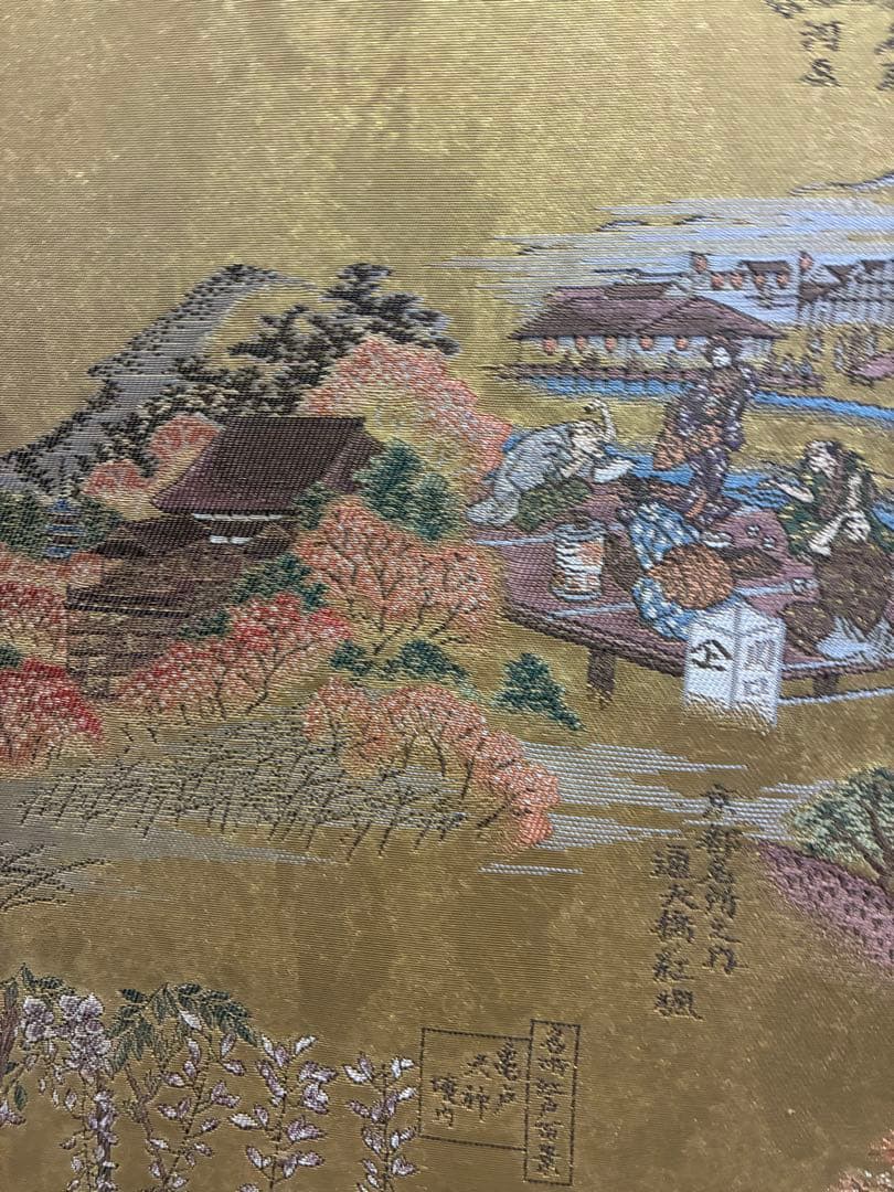 【西陣織・金襴縁】京都名所図 衝立額 (特大サイズ)