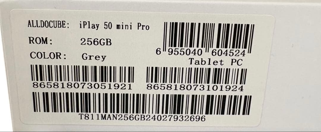 T*u様 ALLDOCUBE iPlay 50 mini Pro 256GB