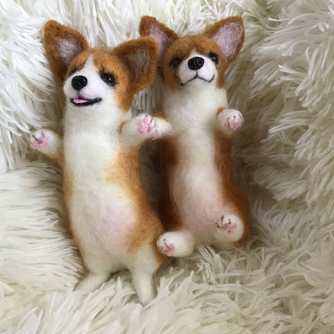羊毛フェルト コーギーパピー2体セット