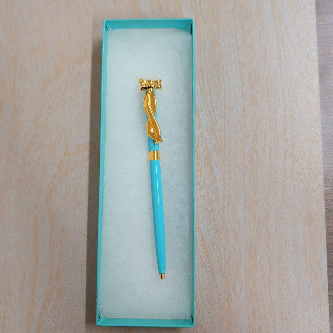 Tiffany&Co. ティファニーブルーゴールドリボン ボールペン インクなし