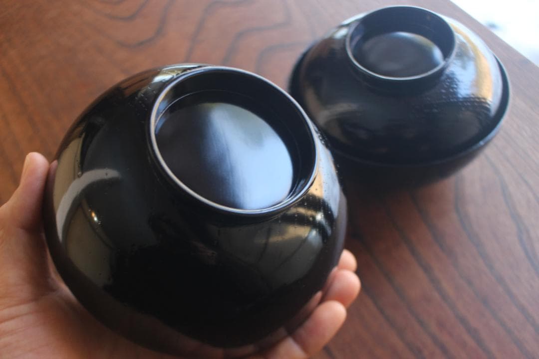 時代逸品！端正な黒漆に優美な光琳鶴蒔絵の映えるお椀2点（検輪島塗蒔絵椀