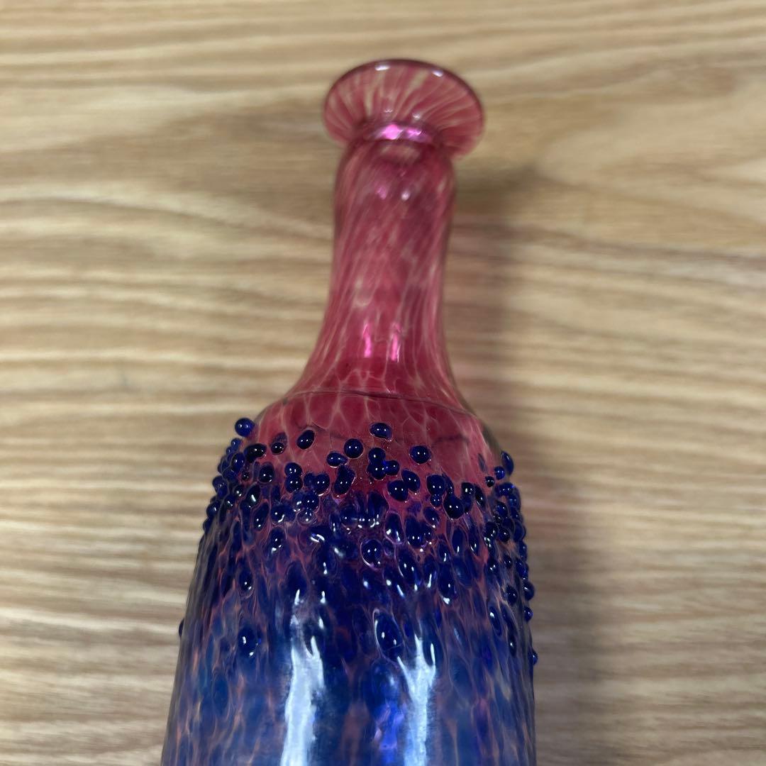ガラス作家　作家物　花瓶　一輪挿し　ドリンクボトル　吹きガラス　工芸品