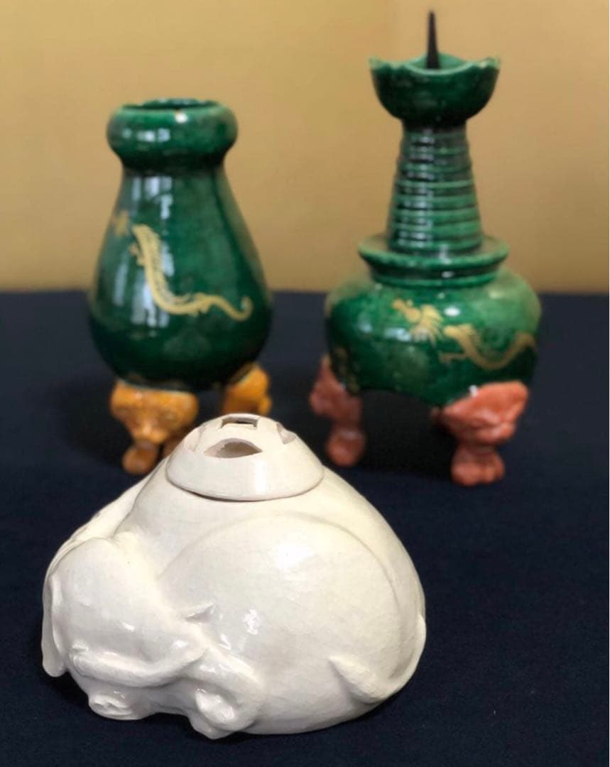 《R》茶道具 慶入写 三ツ具足 佐々木昭楽 共箱　251107う4