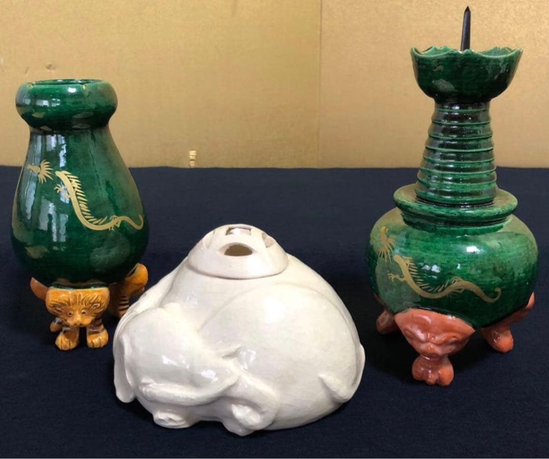 《R》茶道具 慶入写 三ツ具足 佐々木昭楽 共箱　251107う4